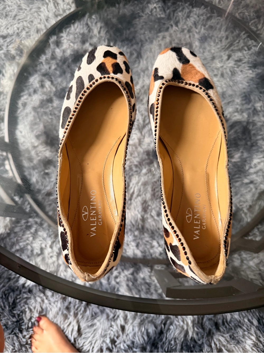 Valentino Garavani Leopard Print Ballet Flats - Tan Black Cream